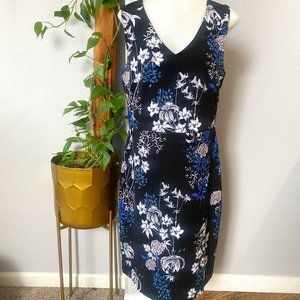 Banana Republic - Sheath Dress - size 10 - black/multi floral print